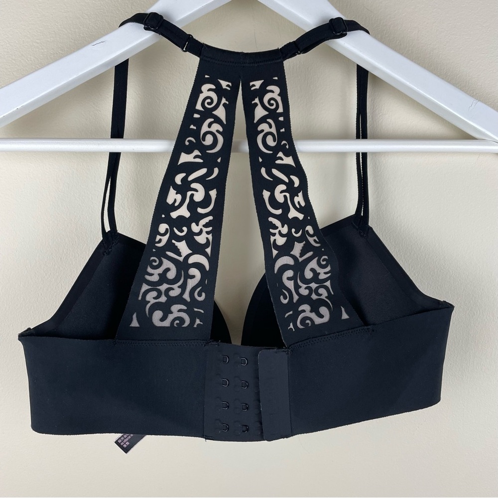 Victoria’s Secret Black Racerback BRA lightly padded Metal V Split Back Wireless